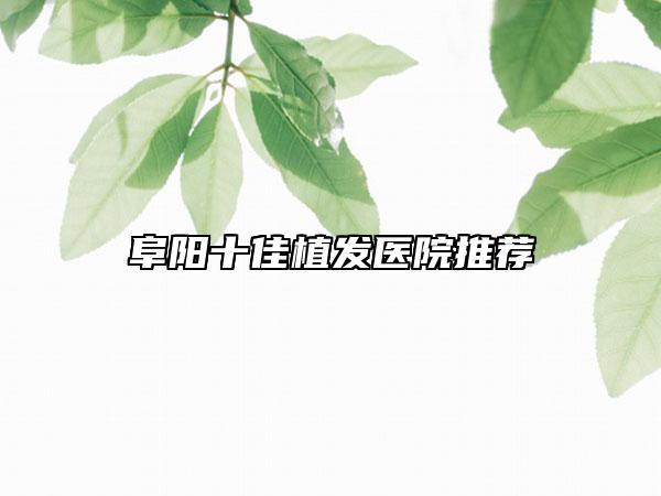 阜阳十佳植发医院推荐