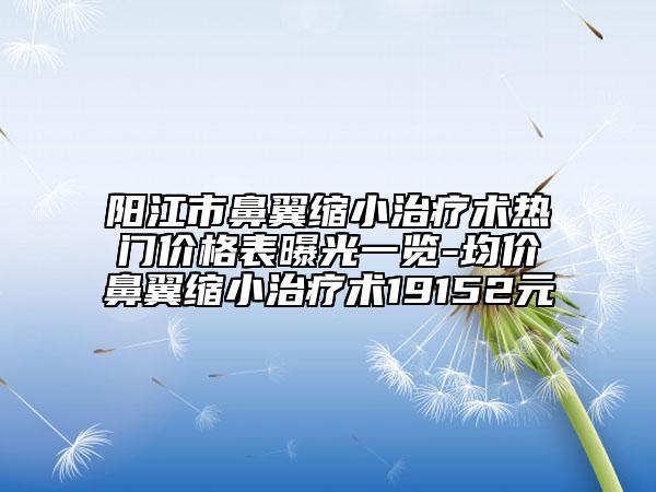 阳江市鼻翼缩小治疗术热门价格表曝光一览-均价鼻翼缩小治疗术19152元