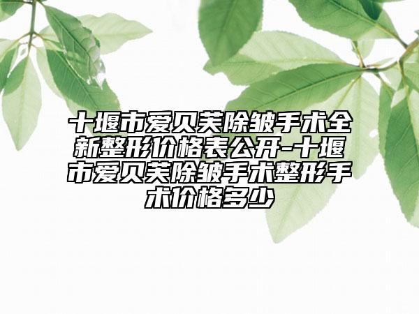 十堰市爱贝芙除皱手术全新整形价格表公开-十堰市爱贝芙除皱手术整形手术价格多少