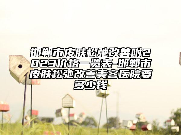 邯郸市皮肤松弛改善附2023价格一览表-邯郸市皮肤松弛改善美容医院要多少钱