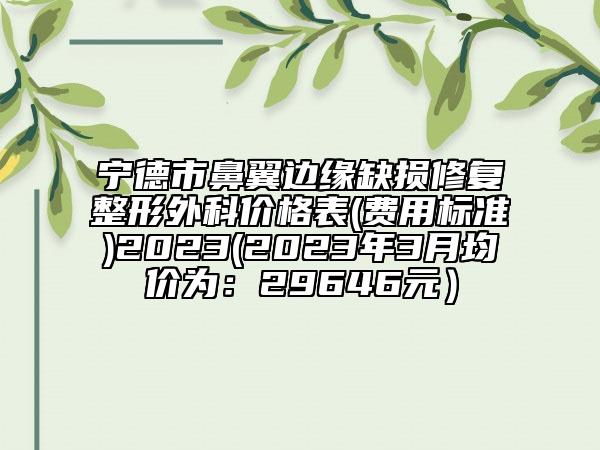 宁德市鼻翼边缘缺损修复整形外科价格表(费用标准)2023(2023年3月均价为：29646元）