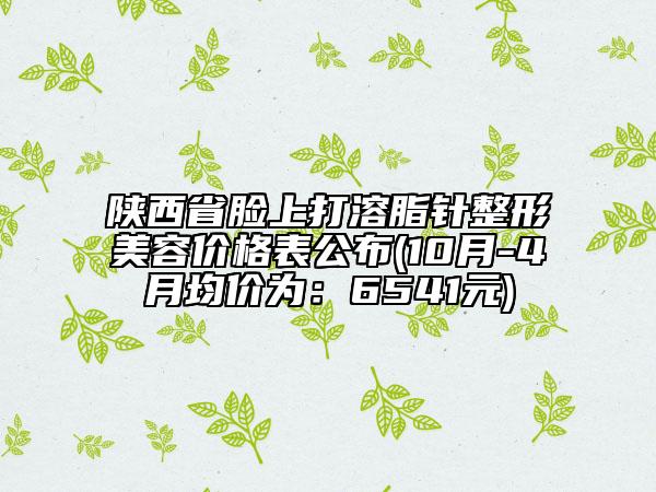 陕西省脸上打溶脂针整形美容价格表公布(10月-4月均价为：6541元)