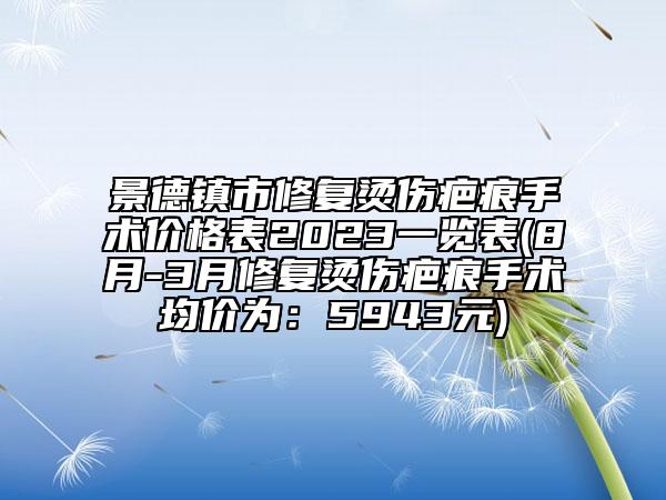 景德镇市修复烫伤疤痕手术价格表2023一览表(8月-3月修复烫伤疤痕手术均价为：5943元)