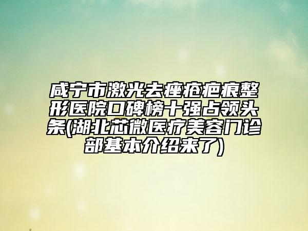 咸宁市激光去痤疮疤痕整形医院口碑榜十强占领头条(湖北芯微医疗美容门诊部基本介绍来了)