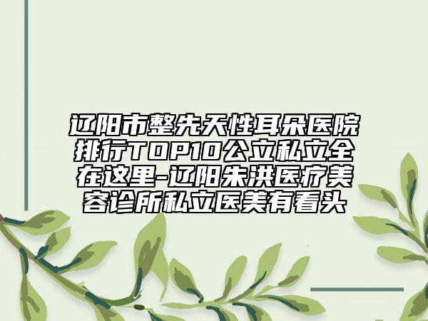 辽阳市整先天性耳朵医院排行TOP10公立私立全在这里-辽阳朱洪医疗美容诊所私立医美有看头