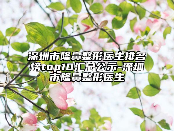 深圳市隆鼻整形医生排名榜top10汇总公示-深圳市隆鼻整形医生