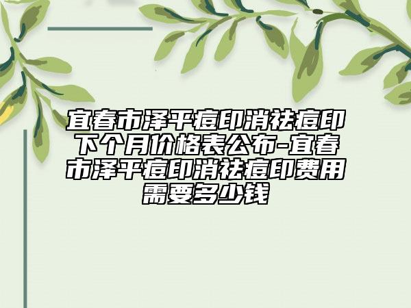 宜春市泽平痘印消祛痘印下个月价格表公布-宜春市泽平痘印消祛痘印费用需要多少钱