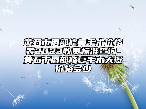 黄石市唇部修复手术价格表2023收费标准查询-黄石市唇部修复手术大概价格多少