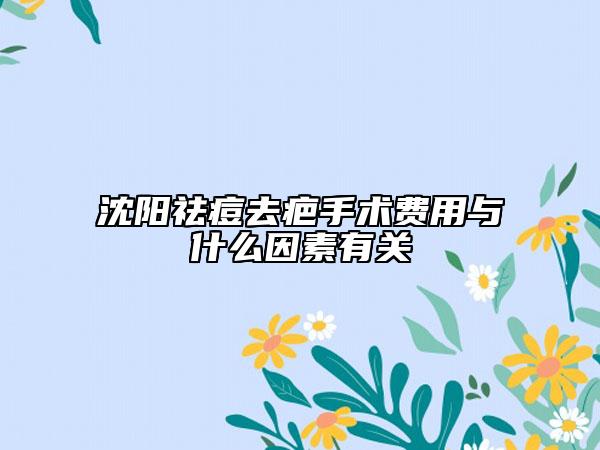 沈阳祛痘去疤手术费用与什么因素有关