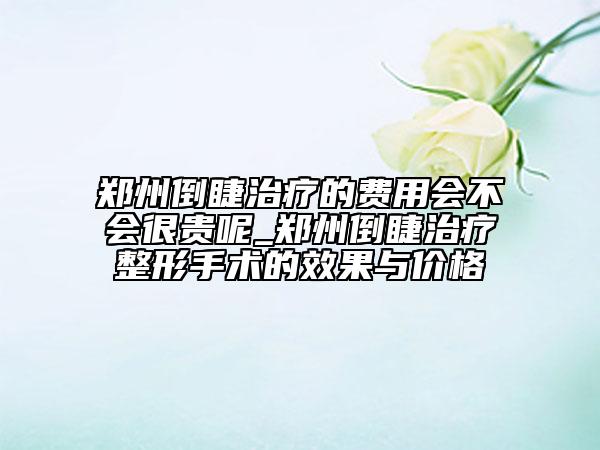 郑州倒睫治疗的费用会不会很贵呢_郑州倒睫治疗整形手术的效果与价格