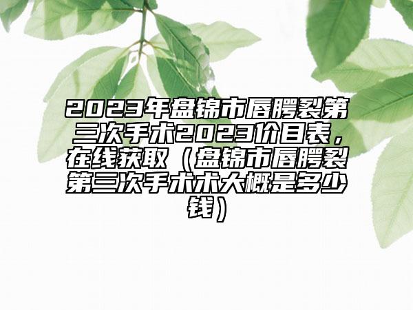 2023年盘锦市唇腭裂第三次手术2023价目表，在线获取（盘锦市唇腭裂第三次手术术大概是多少钱）