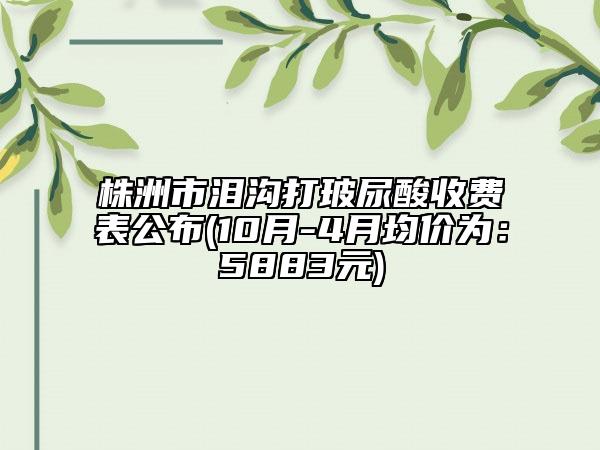 株洲市泪沟打玻尿酸收费表公布(10月-4月均价为：5883元)