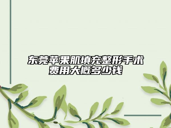 东莞苹果肌填充整形手术费用大概多少钱