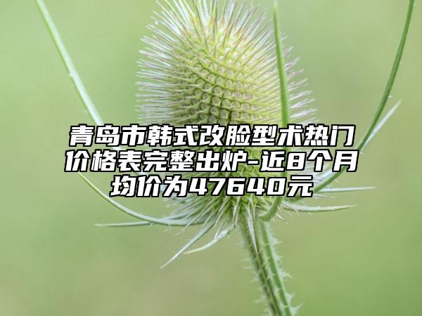 青岛市韩式改脸型术热门价格表完整出炉-近8个月均价为47640元