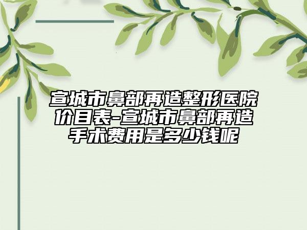 宣城市鼻部再造整形医院价目表-宣城市鼻部再造手术费用是多少钱呢