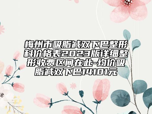 梅州市吸脂减双下巴整形科价格表2023版详细整形收费区间在此-均价吸脂减双下巴14101元