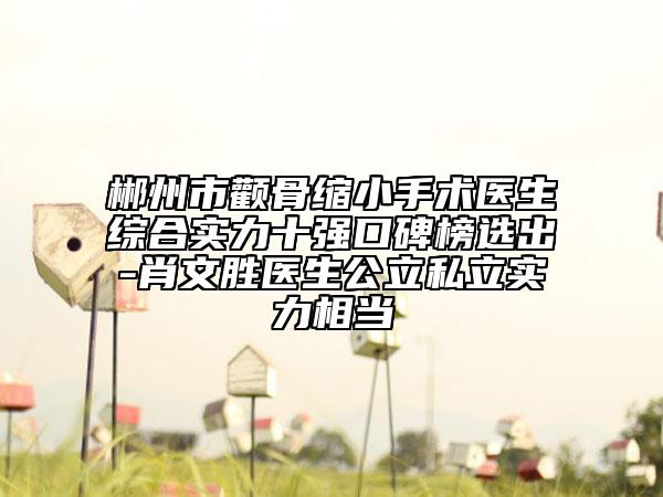 郴州市颧骨缩小手术医生综合实力十强口碑榜选出-肖文胜医生公立私立实力相当