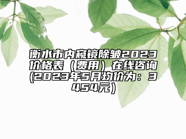 衡水市内窥镜除皱2023价格表（费用）在线咨询(2023年5月均价为：3454元）