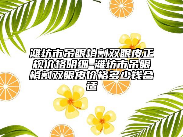 潍坊市吊眼梢割双眼皮正规价格明细-潍坊市吊眼梢割双眼皮价格多少钱合适