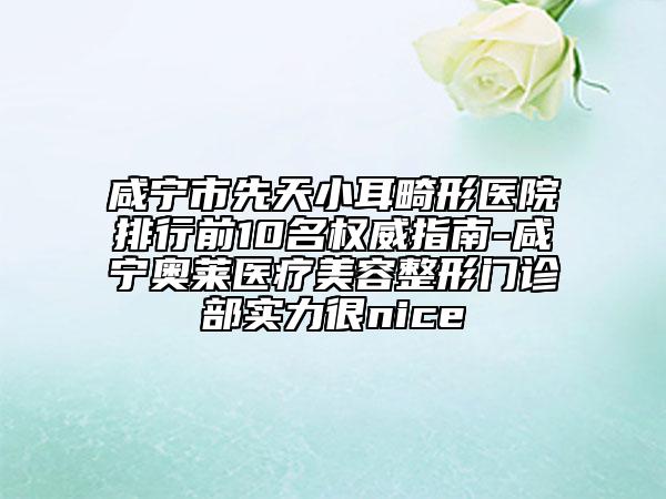 咸宁市先天小耳畸形医院排行前10名权威指南-咸宁奥莱医疗美容整形门诊部实力很nice