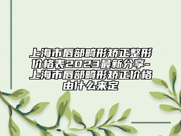 上海市唇部畸形矫正整形价格表2023最新分享-上海市唇部畸形矫正价格由什么来定