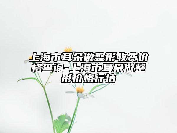 上海市耳朵做整形收费价格查询-上海市耳朵做整形价格行情