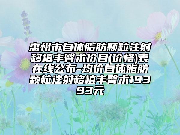 惠州市自体脂肪颗粒注射移植丰臀术价目(价格)表在线公布-均价自体脂肪颗粒注射移植丰臀术19393元