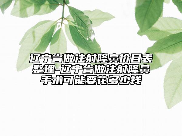 辽宁省做注射隆鼻价目表整理-辽宁省做注射隆鼻手术可能要花多少钱