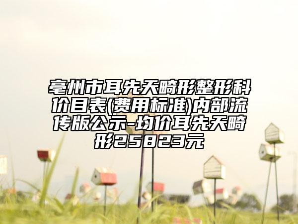 亳州市耳先天畸形整形科价目表(费用标准)内部流传版公示-均价耳先天畸形25823元