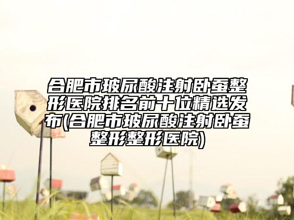 合肥市玻尿酸注射卧蚕整形医院排名前十位精选发布(合肥市玻尿酸注射卧蚕整形整形医院)