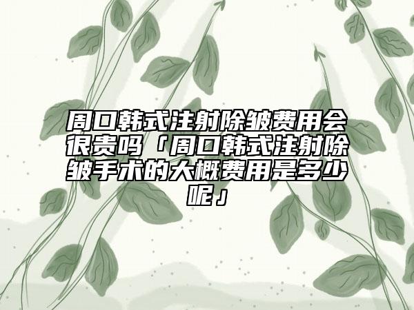 周口韩式注射除皱费用会很贵吗「周口韩式注射除皱手术的大概费用是多少呢」