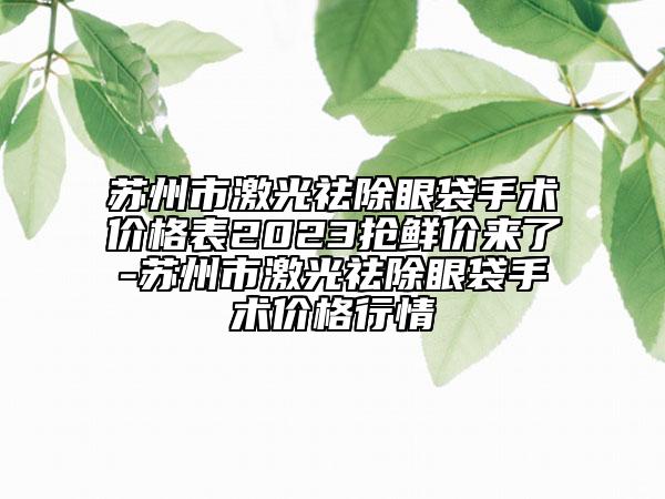 苏州市激光祛除眼袋手术价格表2023抢鲜价来了-苏州市激光祛除眼袋手术价格行情