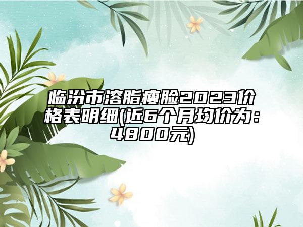 临汾市溶脂瘦脸2023价格表明细(近6个月均价为：4800元)