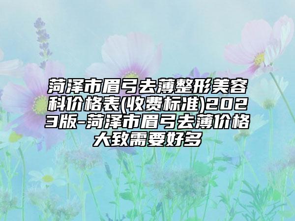 菏泽市眉弓去薄整形美容科价格表(收费标准)2023版-菏泽市眉弓去薄价格大致需要好多