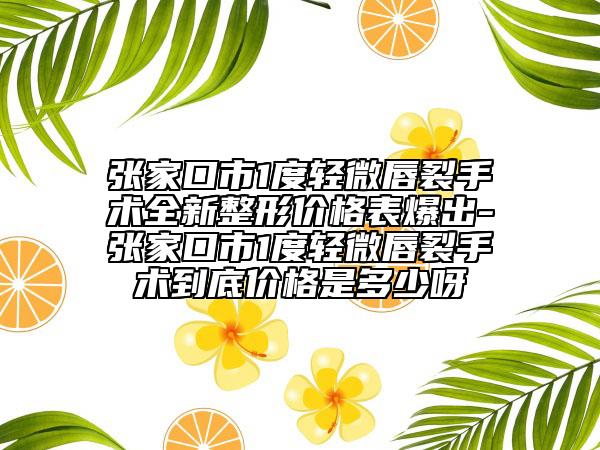 张家口市1度轻微唇裂手术全新整形价格表爆出-张家口市1度轻微唇裂手术到底价格是多少呀