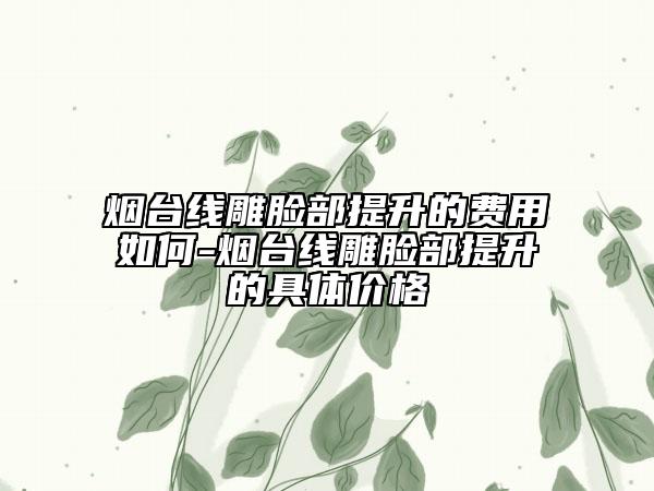 烟台线雕脸部提升的费用如何-烟台线雕脸部提升的具体价格