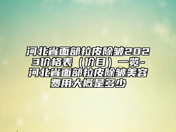 河北省面部拉皮除皱2023价格表（价目）一览-河北省面部拉皮除皱美容费用大概是多少