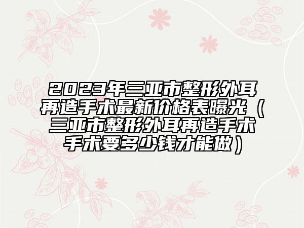 2023年三亚市整形外耳再造手术最新价格表曝光（三亚市整形外耳再造手术手术要多少钱才能做）