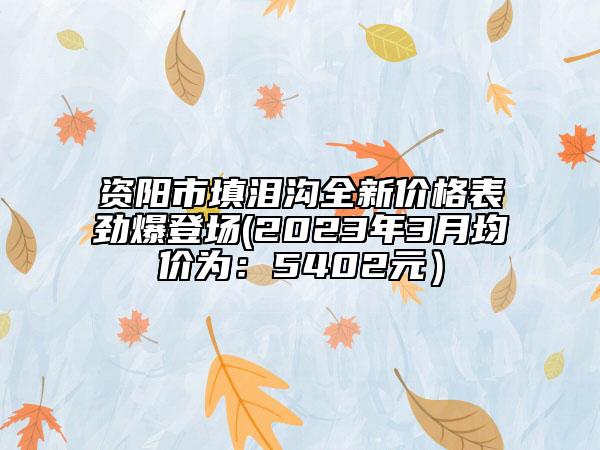 资阳市填泪沟全新价格表劲爆登场(2023年3月均价为：5402元）