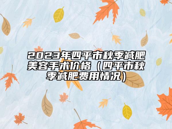 2023年四平市秋季减肥美容手术价格（四平市秋季减肥费用情况）