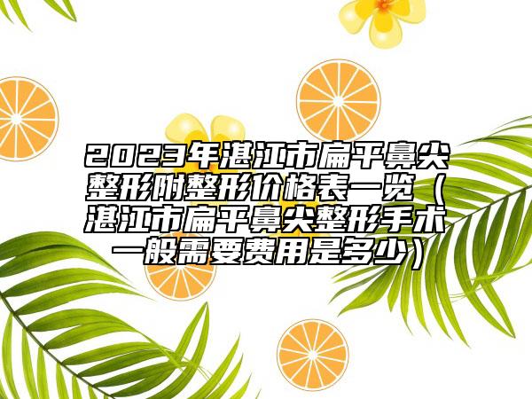 2023年湛江市扁平鼻尖整形附整形价格表一览（湛江市扁平鼻尖整形手术一般需要费用是多少）