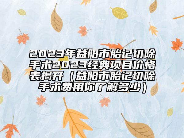 2023年益阳市胎记切除手术2023经典项目价格表揭开（益阳市胎记切除手术费用你了解多少）