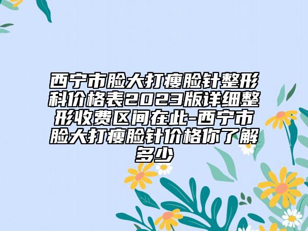 西宁市脸大打瘦脸针整形科价格表2023版详细整形收费区间在此-西宁市脸大打瘦脸针价格你了解多少