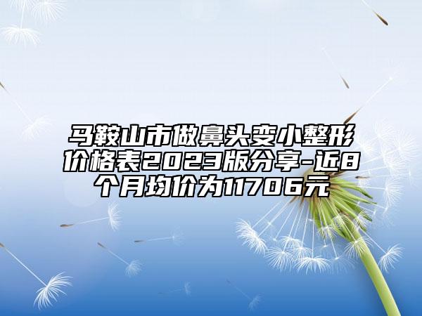 马鞍山市做鼻头变小整形价格表2023版分享-近8个月均价为11706元