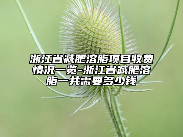 浙江省减肥溶脂项目收费情况一览-浙江省减肥溶脂一共需要多少钱