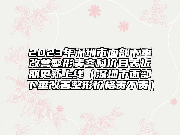 2023年深圳市面部下垂改善整形美容科价目表近期更新上线（深圳市面部下垂改善整形价格贵不贵）