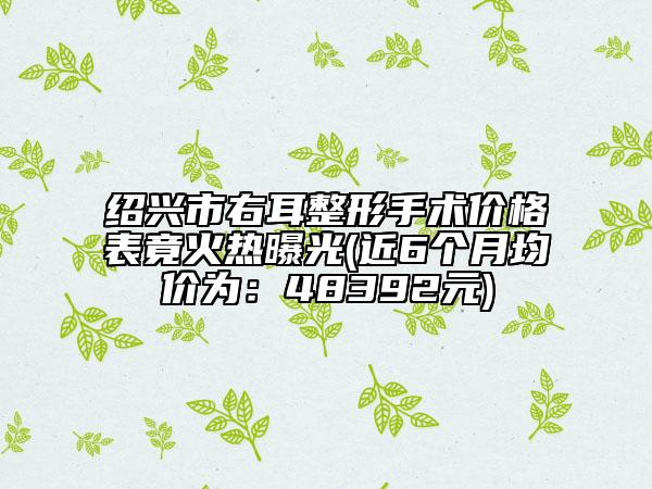 绍兴市右耳整形手术价格表竟火热曝光(近6个月均价为：48392元)