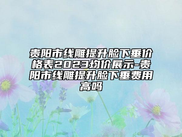 贵阳市线雕提升脸下垂价格表2023均价展示-贵阳市线雕提升脸下垂费用高吗