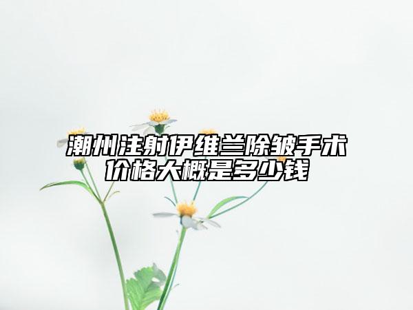 潮州注射伊维兰除皱手术价格大概是多少钱