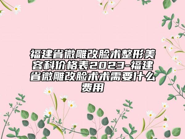 福建省微雕改脸术整形美容科价格表2023-福建省微雕改脸术术需要什么费用